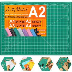 Density-upgraded 18" x 24" Self Healing Sewing Mat, Idemeet Rotary Sewing Mat for Crafts, 5-Ply Cut Board for Fabric Leather Cutting Quilting Modeling Hobby Project, Scale Size 18" x 24", Green