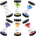 Sand Timer, Sand Timers Colorful 1/3/5/10/15/30 Minutes Sandglass Timer with Protective Cover for Classroom Home Office Cooking (Pack of 6) Multicolor (Abs Cover+ Borosilicate Glass Body)