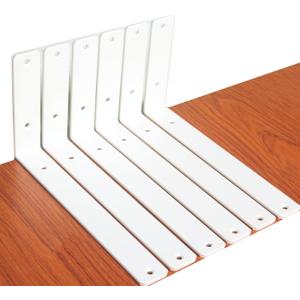 6 Pack - L 11" x H 6" x W1.5, 5mm Thick White L Shelf Bracket, Iron Shelf Brackets, Metal Shelf Brackets, Floating Shelf, Shelf Supports with Screws