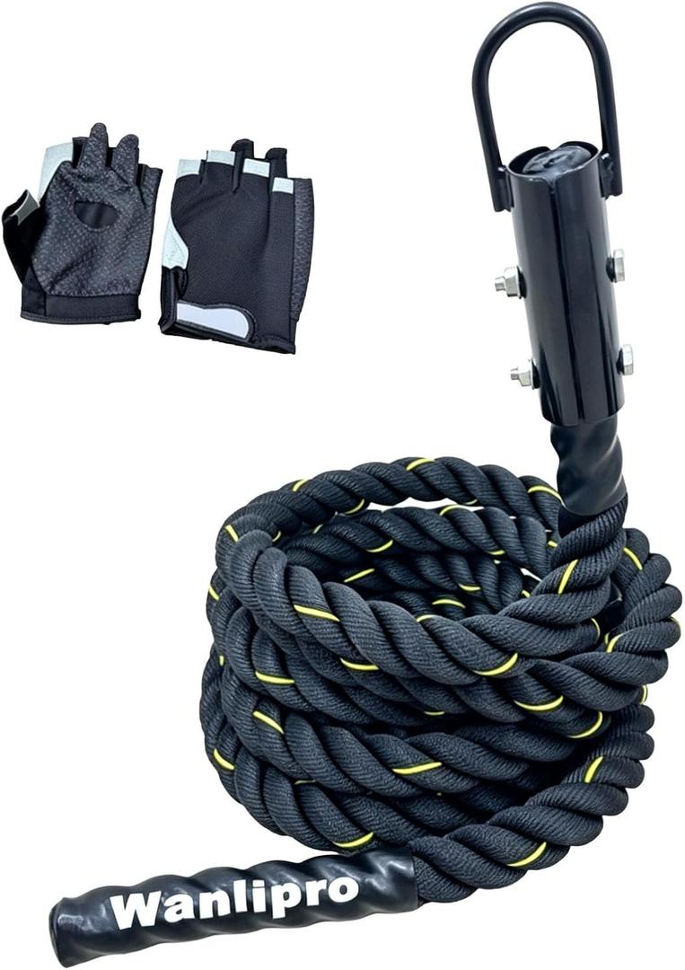 Weight Workout Sled Pulling Rope 1.5" x 16FT, Trainer Physical Training Strength Rope for Tire Pulling, Football Training, Fitness Resistance Exercise Equipment