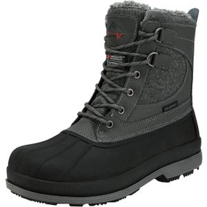 NORTIV 8 Men's Waterproof Winter Snow Boots AVENUE (9, Grey/Black)