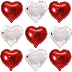 3 x 30 pcs Heart Balloons 18" Foil Love Balloons Mylar Balloons heart balloons for Valentines Day Propose Marriage Wedding Anniversary Backdrop Birthday Party Supplies (Red+Silver)