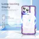 3 x SKYLMW Compatible with iPhone 15 Pro Case, Kawaii Cute Curly Wave Frame Luxury Plating Edge, Stylish Glossy Clear Back, Soft TPU Shockproof Protective Cases for iPhone 15 Pro, Purple