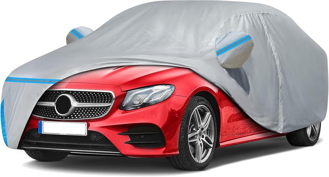 Car Cover for 2006-2026 Mercedes Benz E-Class Sedan E300 E350 E450/E43 E53 E63 AMG, Waterproof Custom-fit All Weather Sun Rain UV Snow Protection Outdoor Car Cover with Door Zipper & Cotton Lining