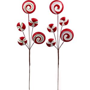 Set of 5-15" Lollipop Spray, Vibrant Holiday Decor with Candy-Themed Accents, Christmas Tree Picks, Wreath & Garland Decorations, Home & Office Christmas Decor