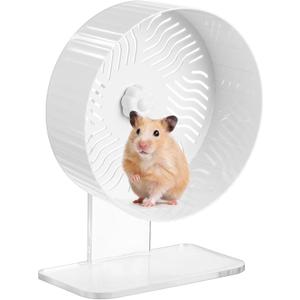 Silent Hamster Wheel, Hamster Exercise Wheel with Adjustable Acrylic Stand, Hamster Exercise Wheel for Gerbil, Syrian & Dwarf, Chinchilla and More Small Animal Hamster Running Wheels (8.2 in)