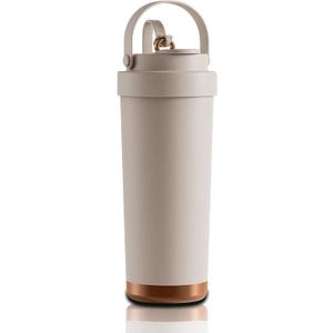 26oz Ceramic Coated Water Bottle, 3-Way Drinking (Straw/Sip/Wide Mouth), 6H Hot & Cold Insulated Water Bottle Leakproof Travel Cup with Handle - Off White