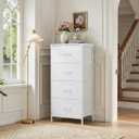 4 Drawers Dresser for Bedroom Fabric Storage Tower with Wooden Top, 11.8"D x 17.7"W x 37.4"H