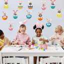 48 Pcs Easter Bunny Cutouts & Masks with 100 Glue Points - DIY Classroom Party Decor Favors