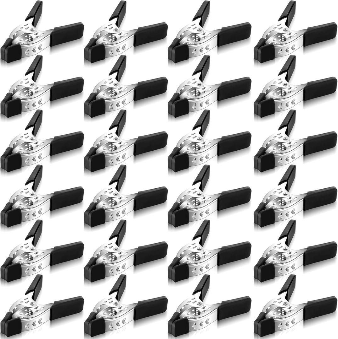 Honeydak 24 Pcs 4" Spring Clamps 1.5" Jaw Opening Metal Spring Clamps Heavy Duty Clips Strong for Woodworking Backdrop Photography Furniture Crafts (Black)