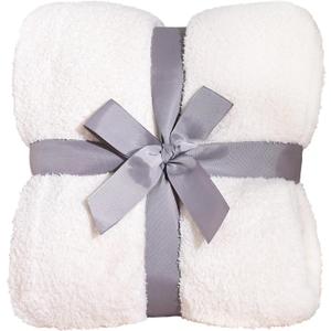 Panku Ultra Soft Cozy Knit Throw Blanket for Couch and Bed, Knitted Luxury Reversible Cozy Warm Fleece Blanket Throw, Plush Fluffy and Fuzzy Blankets for Gift (50x60inch, Cream)