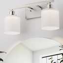 Sailstar Bathroom Light Fixtures 2-Light, Brushed Nickel Vanity Lights Fixtures, Modern Bathroom Vanity Light Over Mirror, Milky White Glass Shade & Anti-Rust Nickel Finished, Small Bathroom Light