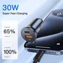 2 x USB C Car Charger, 2-Port 60W Type-C Car Power Adapter,PD30W&QC30W Cigarette Lighter USB Charger for iPhone 16 15 Pro Max Mini Plus, Samsung Galaxy S24 S23