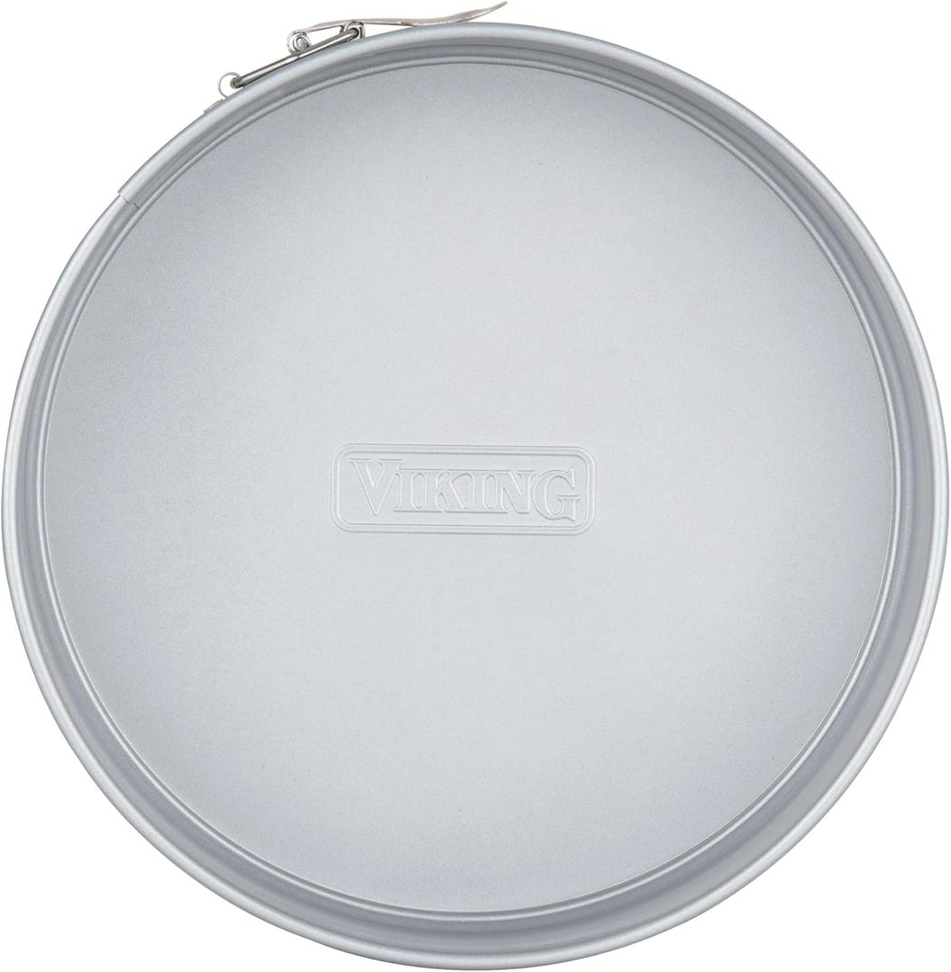 Viking Premium 9-Inch Nonstick Ceramic Springform Pan, Made without PFAS, Heavy Gauge Aluminized Steel Cheesecake Baking Pan, Reinforced Iron Frame, Even Heating, Oven Safe for 475F, Silver