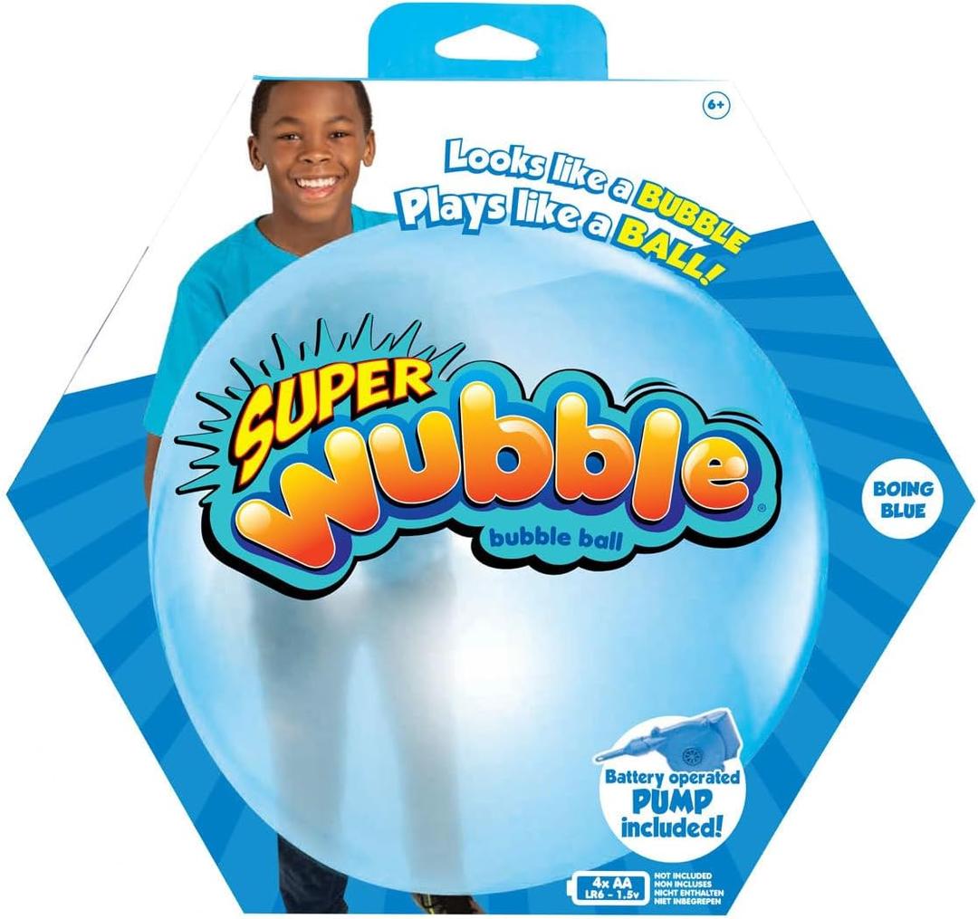 Wubble Super Bubble Ball - Blue (with Pump) | Looks Like a Bubble, Plays Like a Ball! | Inflates to 80cm Tall | Outdoor Garden Toys | Ages 6+ 