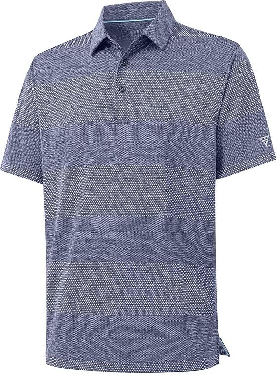 M MAELREG Mens Polo Shirts Short Sleeve Dry Fit Jacquard Performance Moisture Wicking Casual Pocket Golf Shirts for Men S
