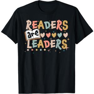 Retro Readers Are Leaders Cute Heart Back To School T-Shirt, Size S