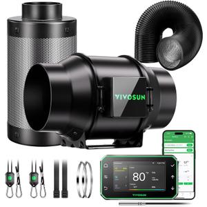 VIVOSUN G6 Smart Filtration Kit, Inline Fan, Controller, Carbon Filter,Duct
AeroZesh Inline Fan, E42A+ Enviroment Controller, Filter & Ducting, Cooling Ventilation, Grow Tent, Indoor Grow, Hydroponic