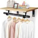 FIRJOY Wall Mounted Clothes Rack, with Top Shelf and Hanging Rod, Heavy Duty (1 PACK 11.8" x 15.7", Black)