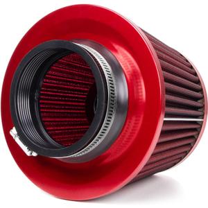 Universal Clamp-On Air Intake Filter, High Performance, Washable Filter, Replacement Air Filter, Flange Diameter 2.5inch/64mm (Red)