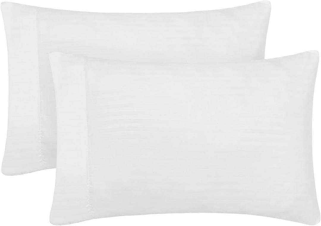 Mellanni Pillow Cases - Luxury, Extra Soft, Cooling Pillow Covers - 2 PC Iconic Collection Pillowcases - Envelope Closure (King 20" x 40", Striped White)
