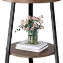Round End Table, 2-Tier Tray Top Side Tables with Storage Shelf, Ultra Stable Coffee end Table/Nightstand, Modern Farmhouse Couch Table for Living Room, Bedroom, Bedside Stand or Small Spaces, Walnut