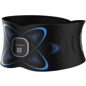 Ab Stimulator Muscle Toner, Abs Stimulator Abdominal Massage Belt with Heating for Lose Belly Fat & Cellulite Melting & Stomach Smooth & Firming, Lower Back Massager for Pain Relief Women Men Gifts (Black)