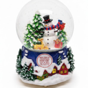 Lewondr Christmas Snow Globe, Santa Claus Xmas Music Box with Swirling Snowflake & Light, Battery & USB Powered Xmas Water Globe, Christmas Tree Decoration for Home Bedroom Fireplace, White