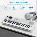 POGOLAB MK1 37 Keys Kids Keyboard Piano, Mini Portable Multi-Function Piano with Excellent Sound Quality, Built-In Speaker & LED Display, Small Electric Music Keyboard Gift for Beginners (White), Compact