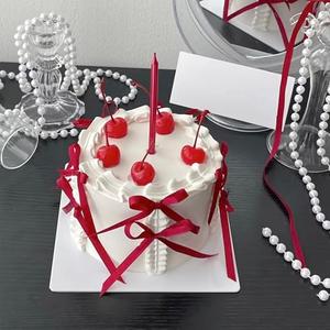 Rsstarxi 30 Pack Red Bow Cake Toppers Bows Cake Decorations Birthday Bowknot Ribbons CupcakeToppers for Girls Baby Shower Bridal Wedding Birthday Anniversary Party Decorations Supplies