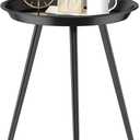 Round Side Table, Small Round End Table Bedside Table, Metal Patio SideTable for Living Room, Bedroom Patio Yard Porch Garden Balcony Bedside Plant Stand Indoor Outdoor, 13 * 21.25 Inches