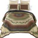Donna Sharp Pine Circle Polyester Bedding Set - 3-Piece Queen Size Quilt Set - Includes 1 Quilt and 2 Standard Pillow Shams - Machine Washable - Traditional Design Pine Circle