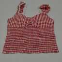 Women Y2k Gingham Tank Top Sleeveless Smocked Tank Tops Plaid Camisole Ruffle Hem Peplum Tops Summer Streetwear, Medium