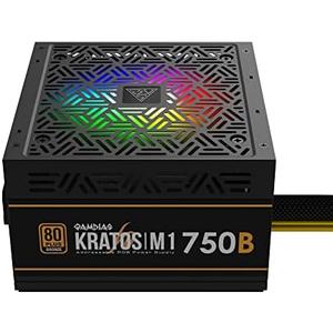 GAMDIAS RGB Gaming PC Power Supply 750W 80 Plus Bronze Certified 750 Watt PSU for Computers with Active PFC, Kratos M1-750B