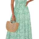 GRACE KARIN Women's Floral Boho Dress Hawaiian Dresse Short Sleeve V Neck Summer Beach Wedding Guest Swing Maxi Sundress 2XL