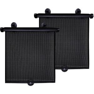Kewucn Car Side Window Sun Shade, Pack of 2 Retractable Auto Sunshade Visor for Block Heat UV Rays and Glare Protection, Universal Roller Window Shade for Baby, Pets, Kids, Passengers (Large)