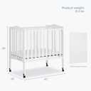 Dream On Me 2-In-1 Lightweight Folding Portable Stationary Side Crib In White, Greenguard Gold Certified, Baby Crib To Playpen, Folds Flat For Storage, Locking Wheels, 40"L x 26"W x 38"H