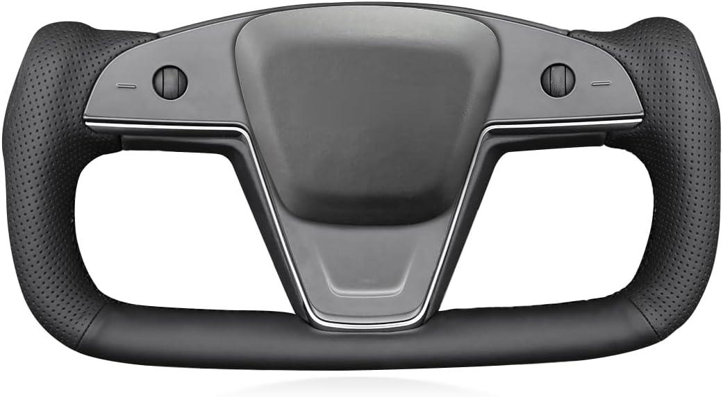MEWANT Steering Wheel Cover for Yoke Style Steering Wheel for Tesla Model S 2021-2023 / Model X 2021-2023 Hand-Stitched Steering Wrap