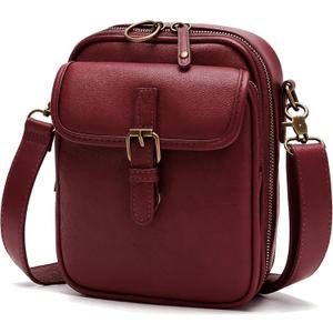 Small Crossbody Bags for Women Vegan Leather Messenger Purses, Vintage Wallet Anti Theft Shoulder Handbags with Card Slots (Red)