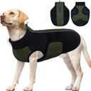 Kuoser Large Dog Coat, Winter Waterproof Dog Jackets for Large Dogs, Reflective Doggie Vest with Leash Hole, Cold Weather Coats Pet Snow Jacket for Labrador Beagle, Green XXL