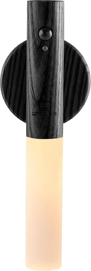 Gingko Smart LED Baton Wall Light, Rechargeable with Motion Sensor, Made from Natural Wood with Magnetised Base (Black)