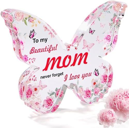 Unique Gifts for Mom from Daughter, Son - Butterfly-Shaped Acrylic Keepsake - Best Birthday, Mother's Day Gift for Mum