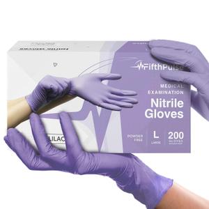 Lilac Nitrile Disposable Gloves - 200 Count - 3 Mil Nitrile Gloves Large - Powder and Latex Free Rubber Gloves - Surgical Medical Exam Gloves - Food Safe Cooking Gloves