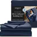 Miracle Made Breathable Cotton Bed Sheets, 4-Piece Set Silver-Treated, Soft and Cool-to-the-Touch Lightweight Bedding Designed for Hot Sleepers Queen Size, Navy Blue