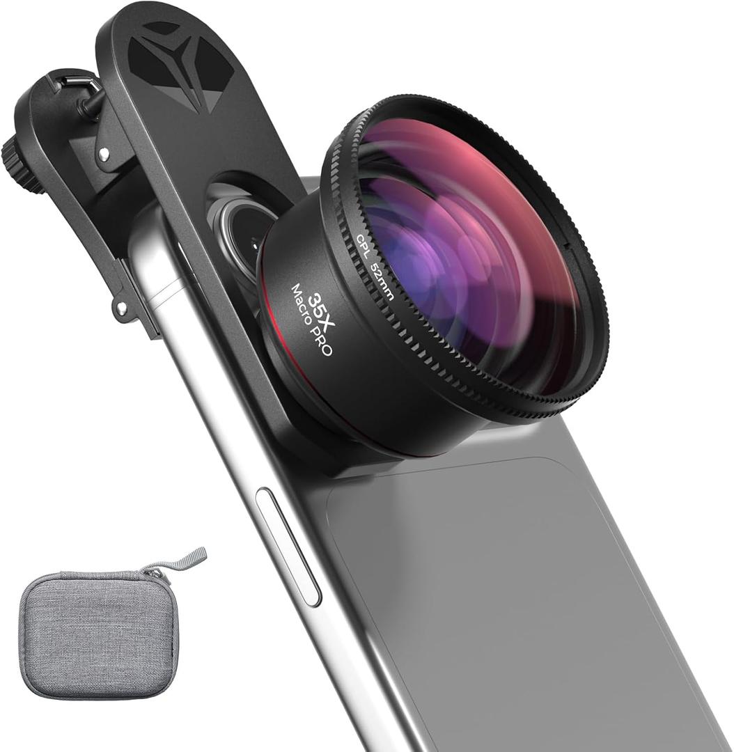 35X Macro Lens Kit for Smartphone with CPL Filter, HD Magnifier Photography Lens with Universal Lens Clip, Phone Camera Lens Attachment for iPhone 17/16/15/12/11 Samsung & Android Phone
