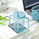 Sliner Adult Sippy Cups for Elderly 12 oz Straw Sippy Cups with 2 Handles No Spill for Adults Spill Proof Dysphagia Cup for Disabled Patients(Light Blue)