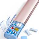 VAYDEER Metal Weekly Pill Organizer  Moisture-Proof Travel Pill Organizer with Built-in Desiccant Chamber and Airtight Lids  Large-Capacity Pill Box for Vitamins, Medicines & Supplements (Rose Gold)