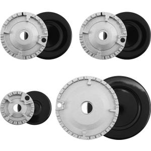 4 Pcs Gas Stove Burner Caps, Metal Cooktop Burner Cap and Burner Head Replacement Kit, Cooker Hat Set, Suitable for Most Gas Stove Burners, 1 Large, 1 Small and 2 Middle