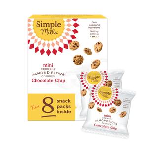 SIMPLE MILLS Mini Chocolate Chip Cookie Snack Pack, 0.8 OZ (EXP 09/12/26)