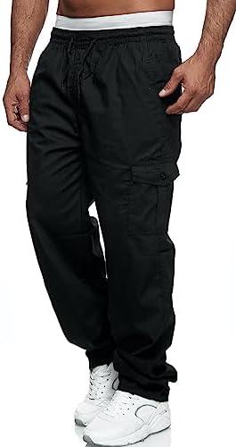 WZIKAI Mens Cargo Pants Relaxed Fit Drawstring Joggers Sweatpants for Men Workout Casual Long Trousers 2XL